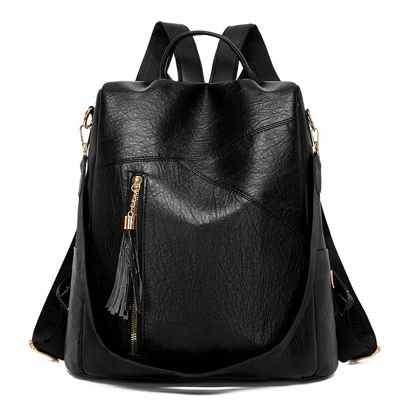 Schoolbag soft leather anti-theft backpack new fashion commuter school bag women's large capacity leisure travel backpack
