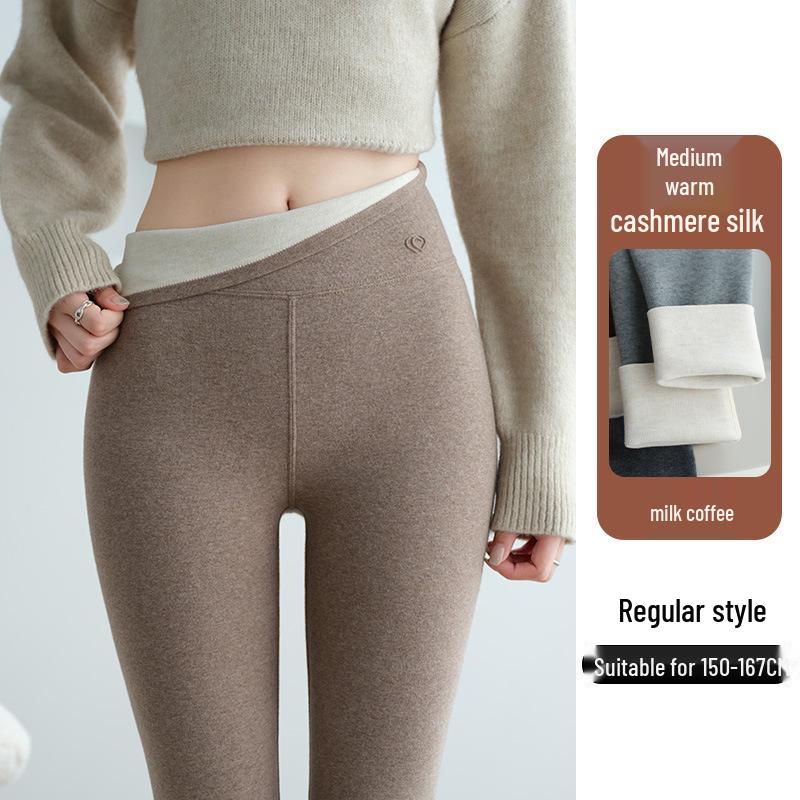 Korean Style High Waist Velvet Base Layer Pants for Women - Winter Slimming, Comfortable, Stretchy, and Non-Bulky.