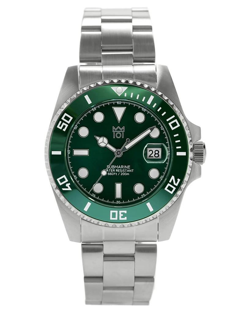 Hyakuichi 20 ATM Water Ceramic Bezel [HYAKUICHI 101] No.1Z Diver's Watch, Resistant, (Green)