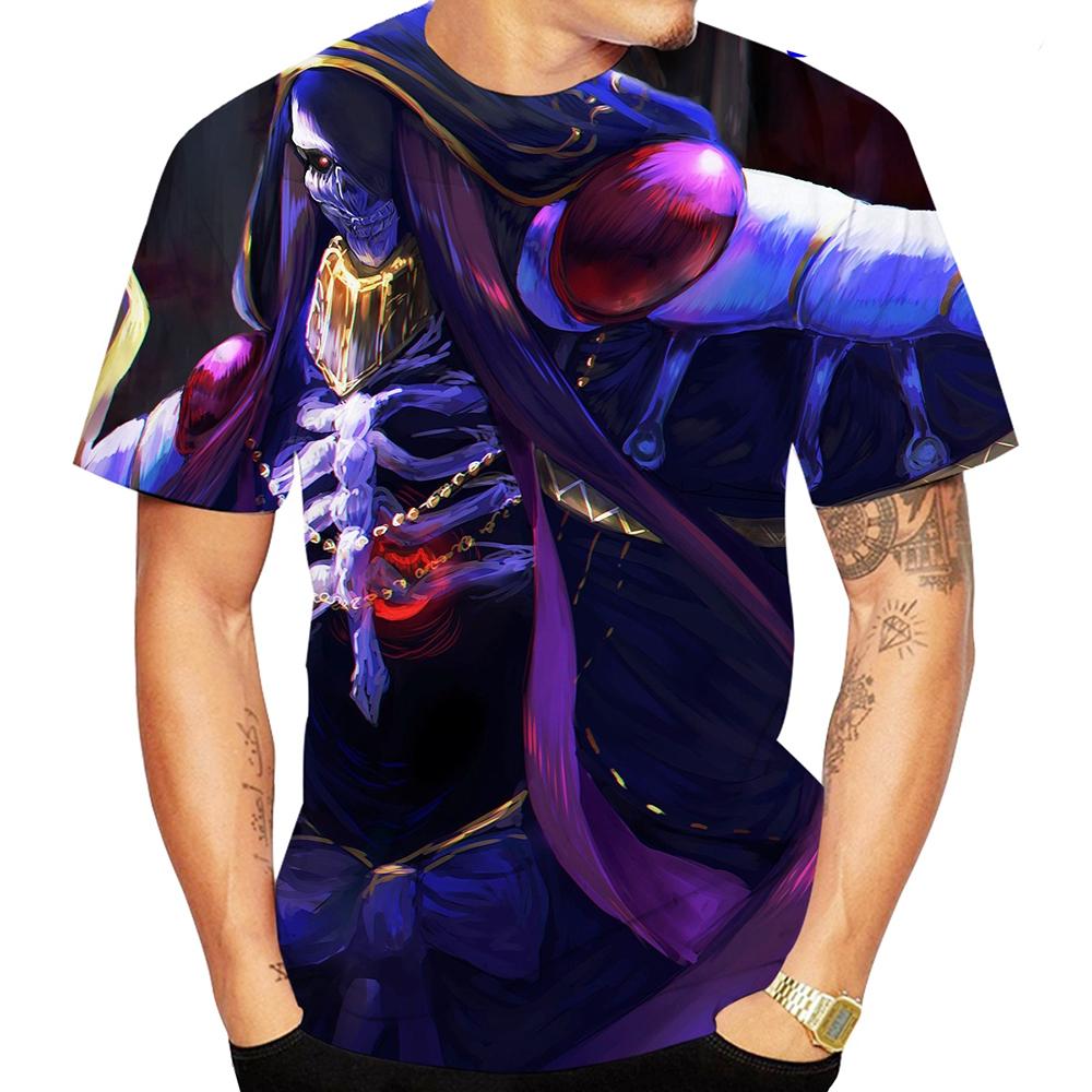 Summer Fashion Cool 3D Printing Overlord Anime Patterns Trendy Men's Casual Comfortable Short Sleeved T-shirt