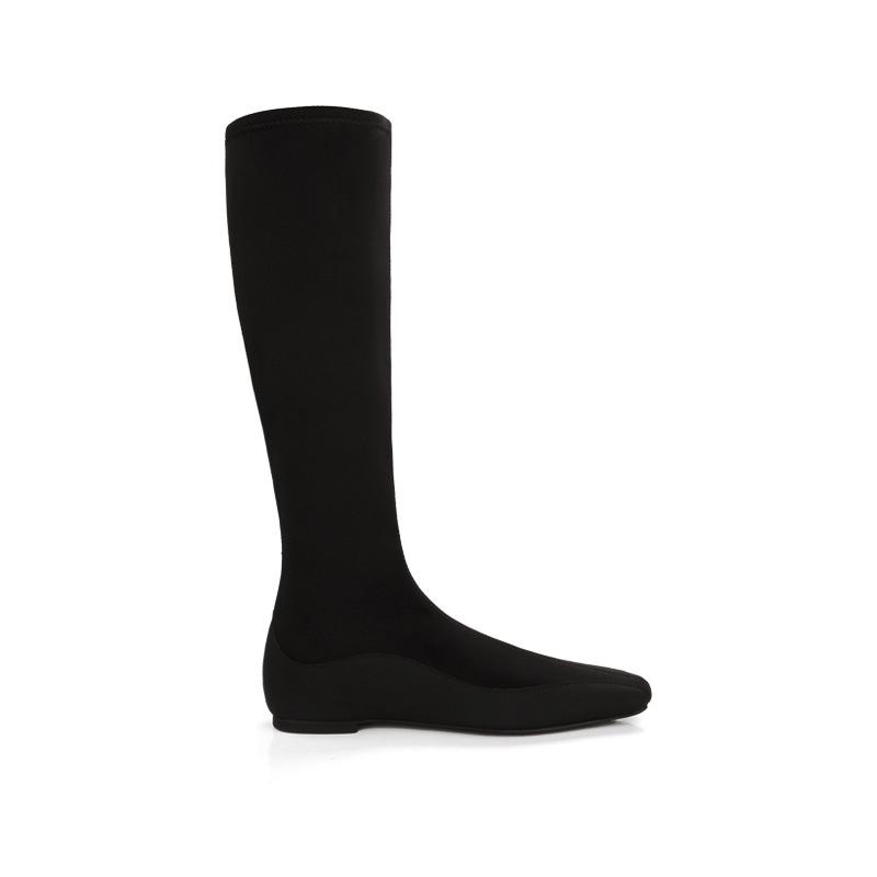 Spot second hair! Grape mother same shoes fashionable comic legs temperament square head flat bottom bare boots bag legs thin boots women