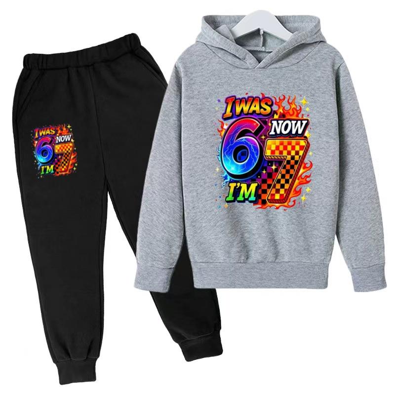 Kids Hoodie New Six Seven 67 Print Clothes Sweatshirt+Pants 2P Boy Girl Toddler 3-12Years Casual Top Pullover Sports Fashion Set