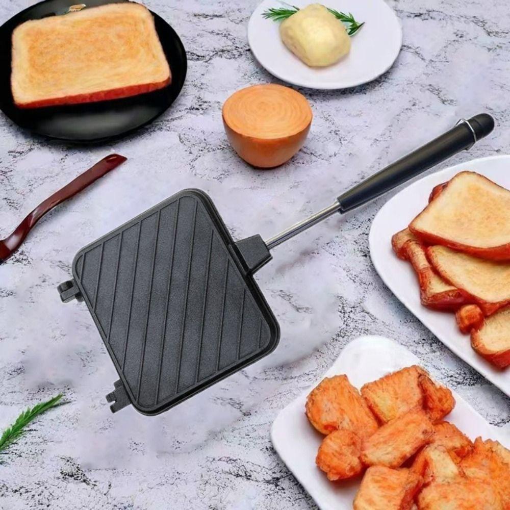 Heat-resistant Double Sided Frying Pan Aluminum Flip Grill Pan Sandwich Maker  Outdoor