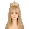 Lolita Angel Wings Gold Sun Leaves Spiked Sunburst Halo Crown Headpiece Goth Crystal Pearl Pendant Holy Crown Bride Wedding Gift