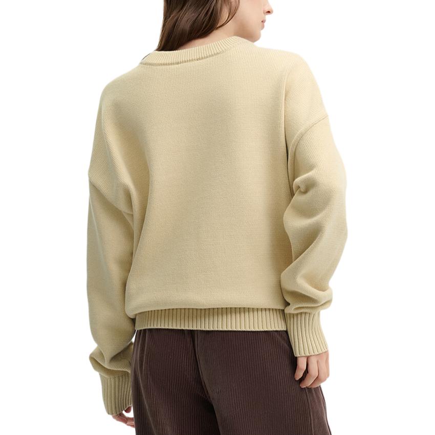 Fila Original F1911 Knit Sweater Vintage Fashion Comfortable Soft Pullover Round Neck Long Sleeve Sweatshirt Unisex Sweatshirt Khaki F51M449401F-DK