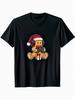 Unisex T-shirt Happy Christmas gingerbread game players, wearing red hats, carrying gift boxes, and men's novelty T