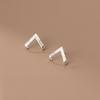 Real 925 Sterling Silver Simple V-shaped Stripe Stud Earrings for Women Men Unisex