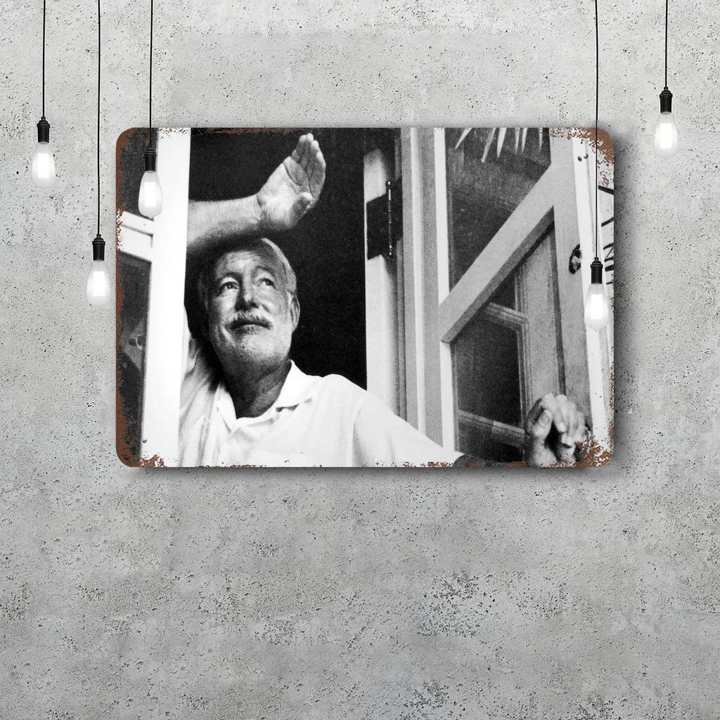 Ernest Hemingway Retro Vintage Tin Sign Poster Decorative Plaque Metal Plate Wall Decor
