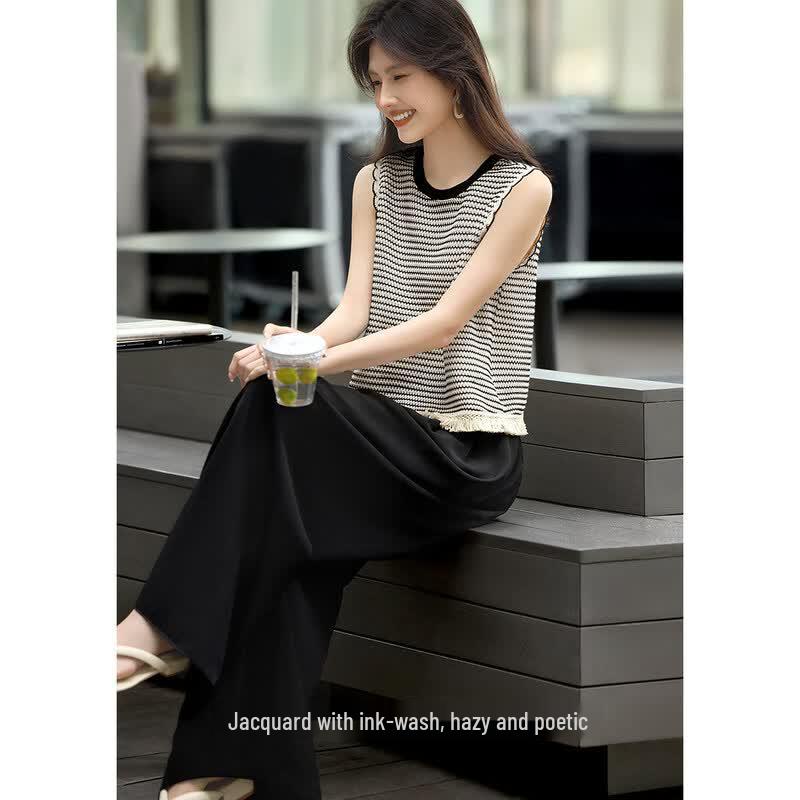 XWI Women s Striped Crochet Tassel Two-Piece Set XL
