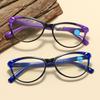 Retro Cat-Eye Blue Light Blocking Reading Glasses for Women, European & American Fashion, Spring Hinges, HD Prescription.