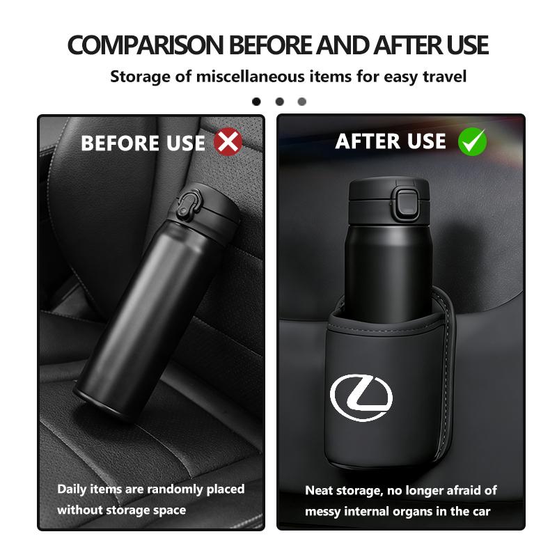 Car Seatback Water Cup Box Leather Mug Drinks Storage Bag Accessories For Lexus UX250h RX450h RX300 GX470 CT200h RX400h NX300h