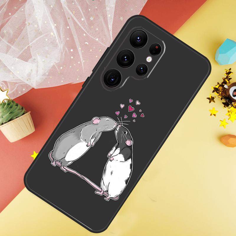 Cute Cartoon Animal Rat Phone Case For Samsung Galaxy S25 S24 S21 S20 S22 S23 Ultra S9 S10 Plus S25 FE Cover Coque