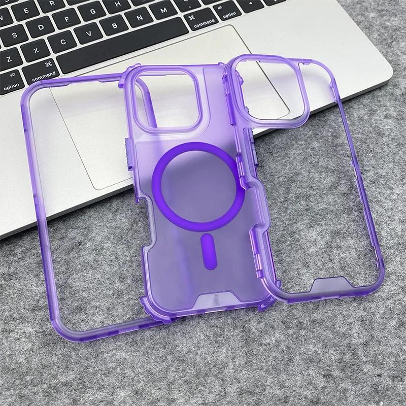 Neon Color Bumper Shockproof MagSafe Phone Case For iPhone 17 16pro max 14 15 Pro 13 11 12 Wireless Charging Frosted Armor Cover