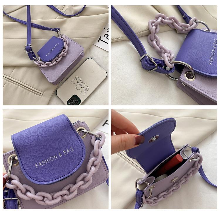 Summer Contrast Mini Bag 2023 New One Shoulder Trend Crossbody Bag Chain Small Square Bag