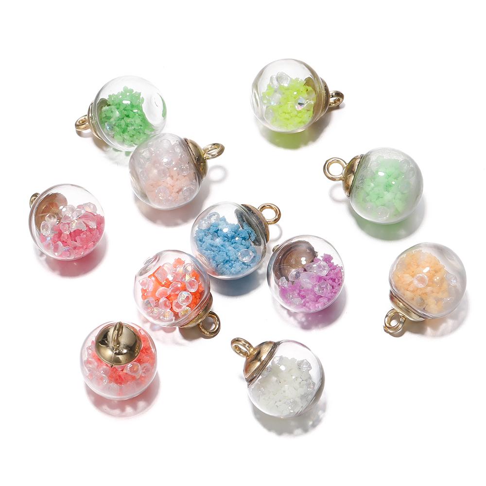 10Pcs Charms Luminous Transparent Glass Ball 16mm Pendants Crafts for DIY Earrings Necklace Jewelry Making Findings Accessories