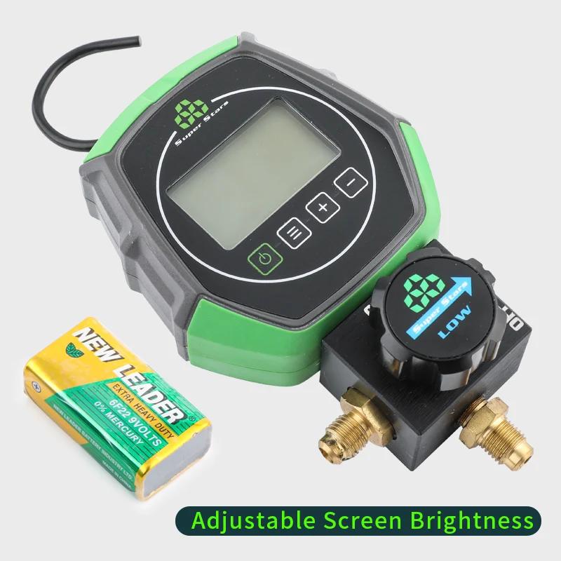 Electronic Fluoride Gauge Digital Display Manifold Tester Refrigerant Vacuum Pressure Gauge Air Conditioning Leak Detection DSZH