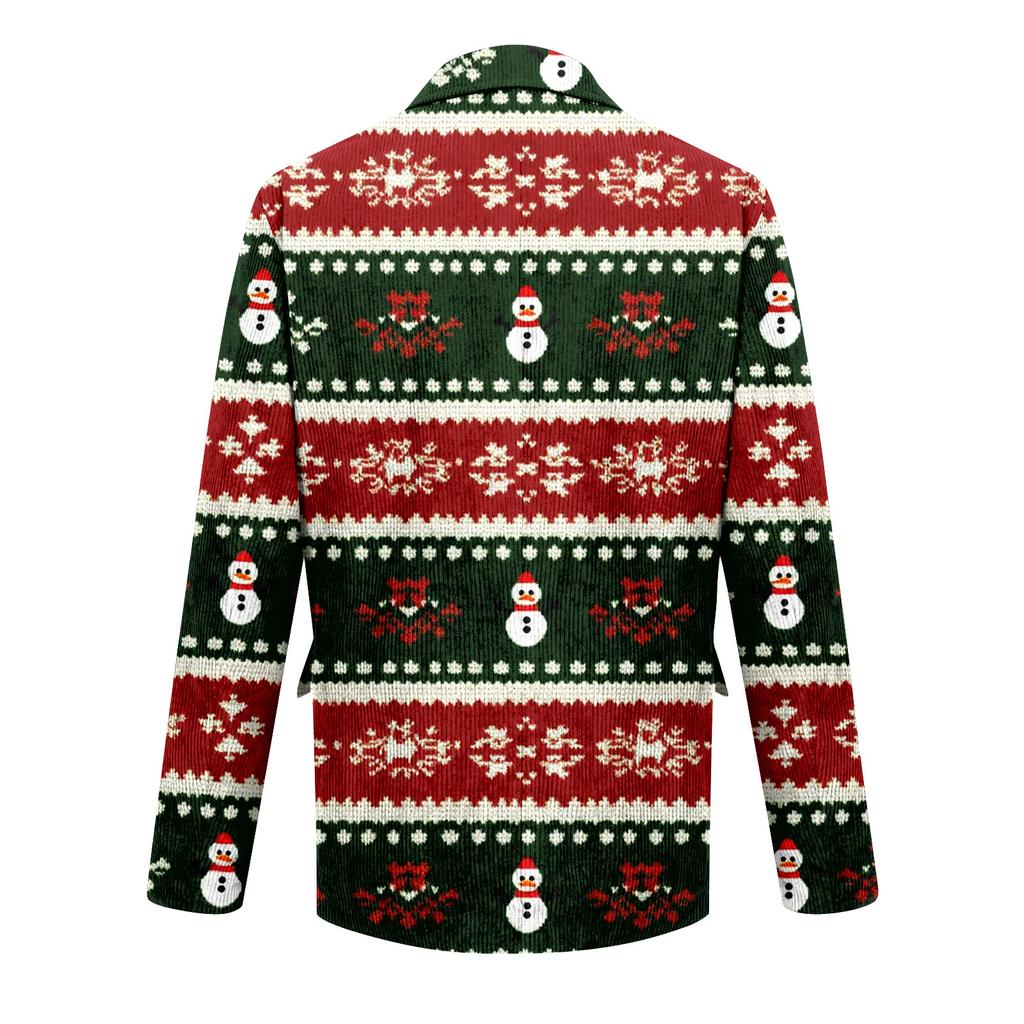 Herren Hässlicher Weihnachten Kord Warmtaschen Anzugjacke Strickjacke Herren Freizeitanzug