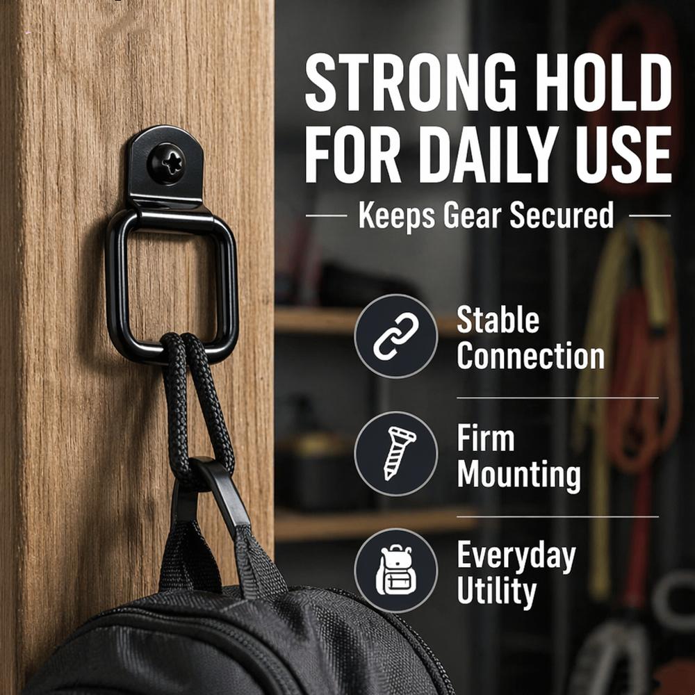 6Pcs Black Heavy Duty D-Ring Tie Down Anchors, Single Hole Metal Loop Hooks For Trailer Storage Cabinet Cargo Securing