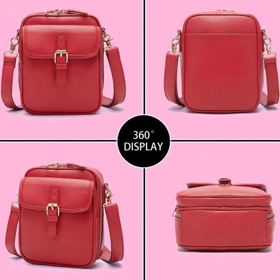 Women Travel Crossbody Bag Faux Leather Shoulder Bag with Adjustable Strap Messenger Bag Crossbody Purse for Cellphone Cards Keys