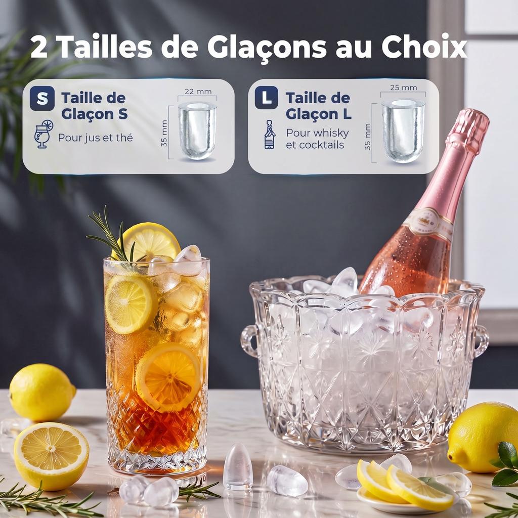 Self-cleaning ice maker, 9 ice cubes in 6-13 min, basket, scoop, 22.2 x 29.4 x 29 cm, black