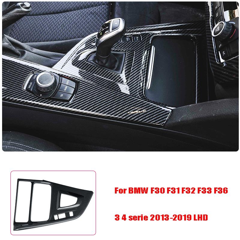 Carbon Fiber Pattern Car Stickers Gear Shift Panel Cover Interior Trim For BMW F30 F31 F32 F36 3 4 Series 2013-2019 LHD