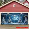 2D door banner, 1 piece, 2D banner, Christmas garage door banner, Christmas tree and colorful light pattern, polyester material