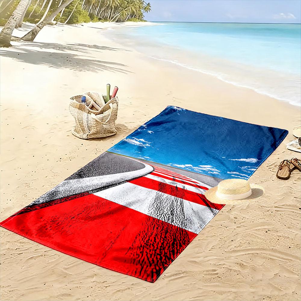 Race Track Red and White Design A must-have beach towel for beach travel