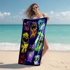 Beach Towel with Smiling Critters Pattern - soft,absorbent,machine washable Lightweight&Modern,swimming,Travel Essentials