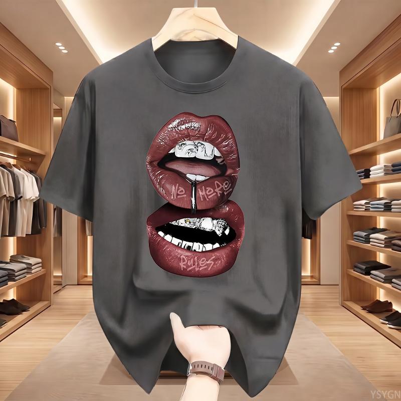 Punk Print Damen Herren T-Shirt Trendige Streetwear Reine Baumwolle Rundhals Oberteil Damen Y2K Lockeres T-Shirt