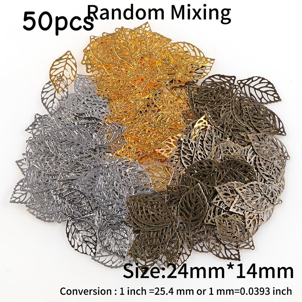 50 Exquisite Metal Leaf Ornaments - Essential for Bead and Jewelry Crafting - 2.4 * 1.4cm Dimensions, Versatile Crafting Tools F