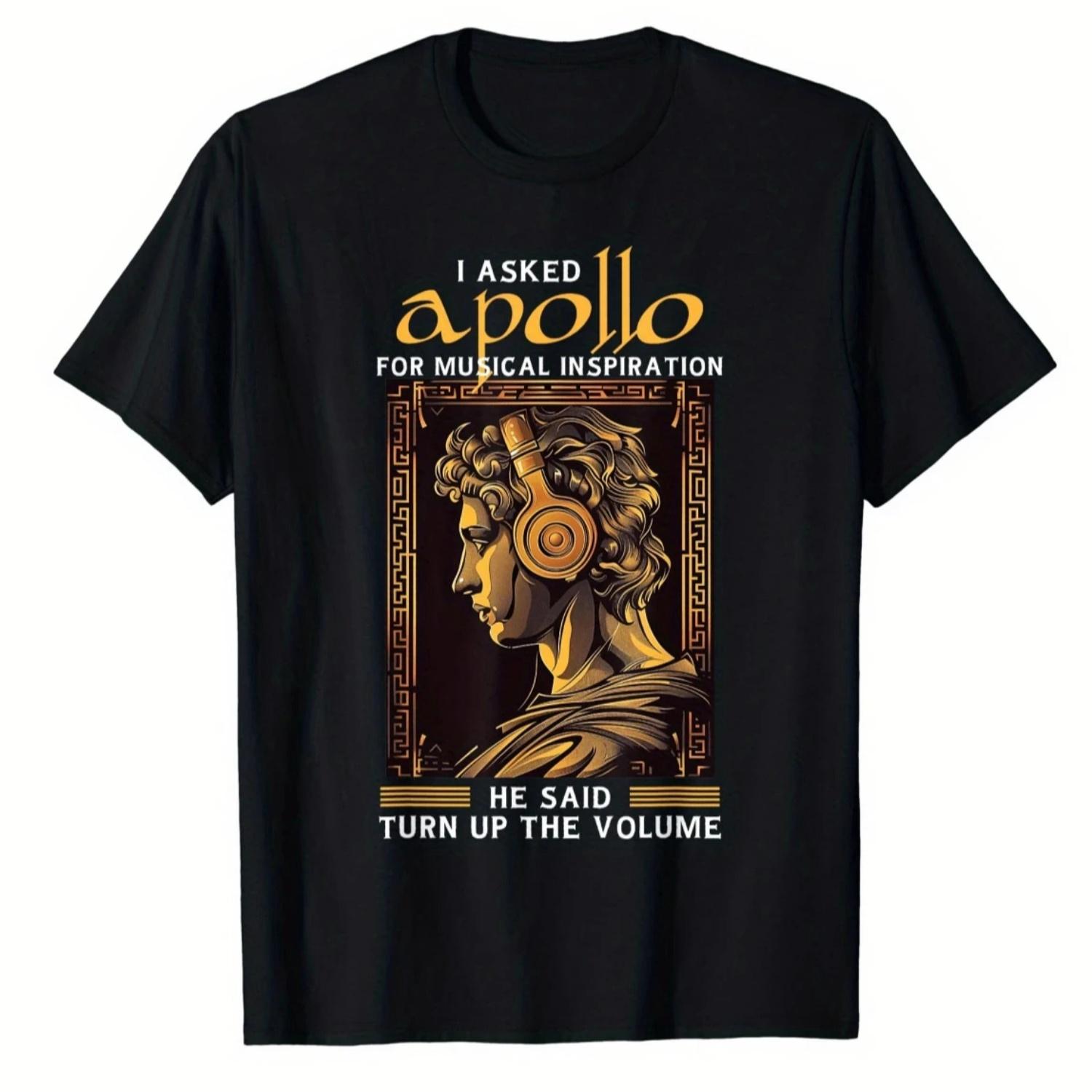 Apollo Greek God Music Lover s Mythology T-Shirt 100% Cotton O-Neck Short Sleeve Summer Casual Mens T-shirt Streetwear S чёрный