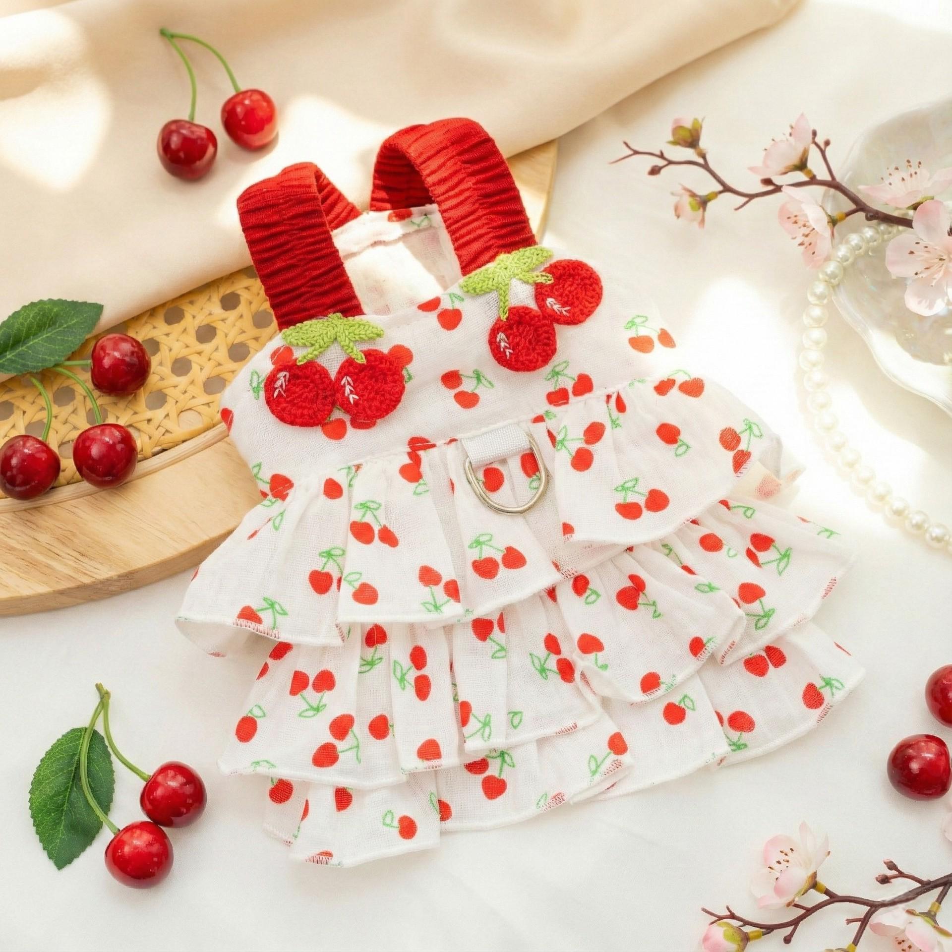 

Pure Cotton Layered Pet Dress for Small to Medium Dogs - Summer Breathable Cake Skirt M (Chest 40cm, 5-8 lbs)