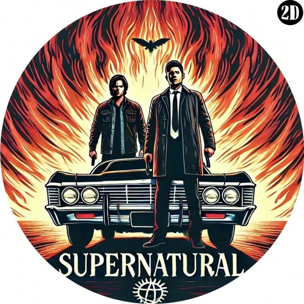 Supernatural That Was Fun Rundes Eisenblechschild 20x20 Zoll Wetterfestes Metall-Wandbild für Heimbar Café Außenbereich Dekoration