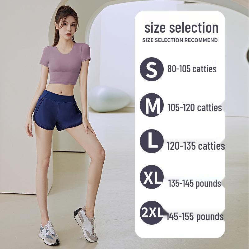 Damen Schnelltrocknendes Yoga-Set: Gepolstertes Kurzarm-Top & Enge Shorts für den Sommer