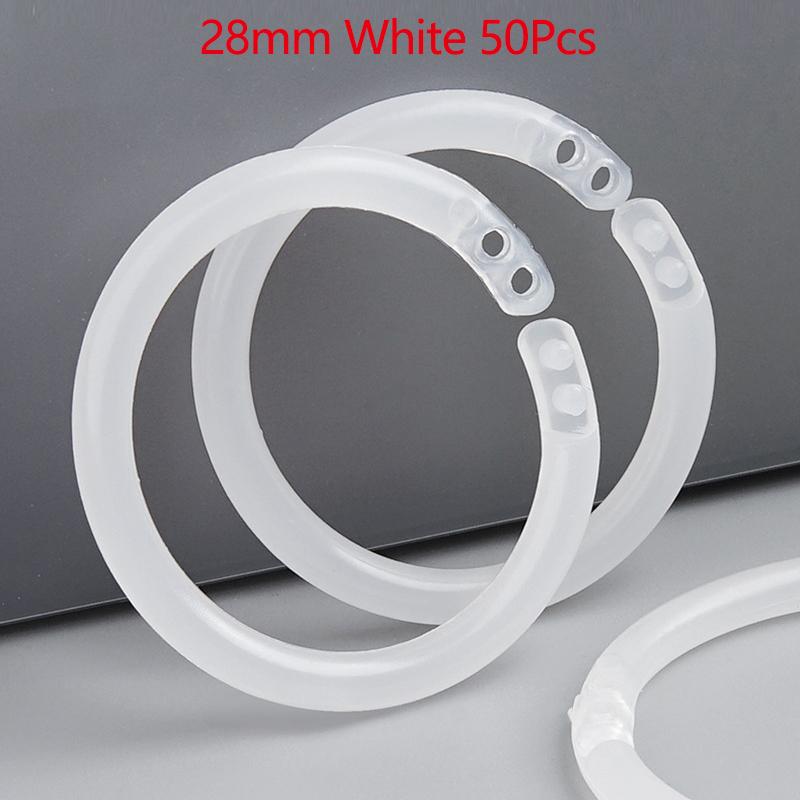 New 50 Pcs 15/20/28/40mm Plastic Ring Binder DIY Albums Circle Loose-leaf Book Hoops Opening Office Binding Supplies Photo Album