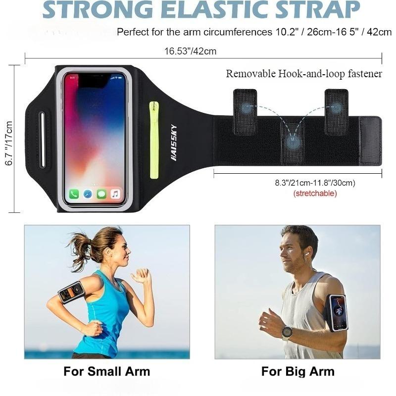 HAISSKY Running Sports Armband With Headphones Zipper Bag For iPhone 17 16 5 14 13 12 Pro Max 16 Plus 16E Wrist Arm Band Holder 6