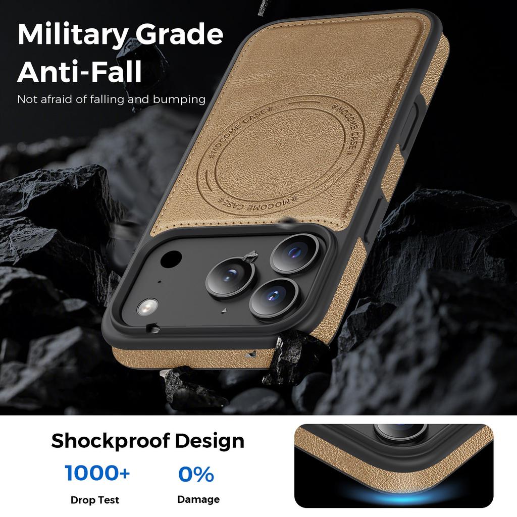 For iPhone 17 Pro Case Compatible with MagSafe Leather Back Phone Cover