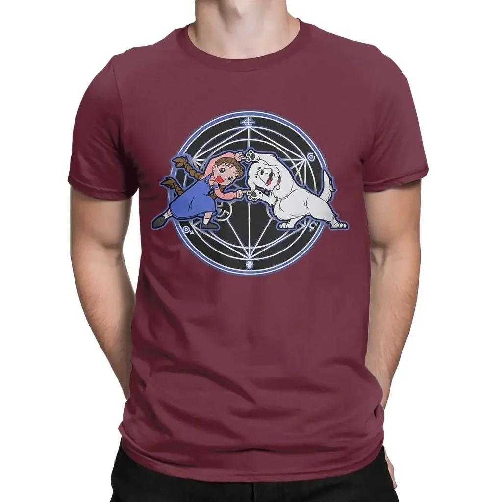 T-Shirts Fusioonn Fullmetal Alchemist Anime Vintage 100% Cotton Tee Shirt Short Sleeve Nina and Dog T Shirt Round Collar