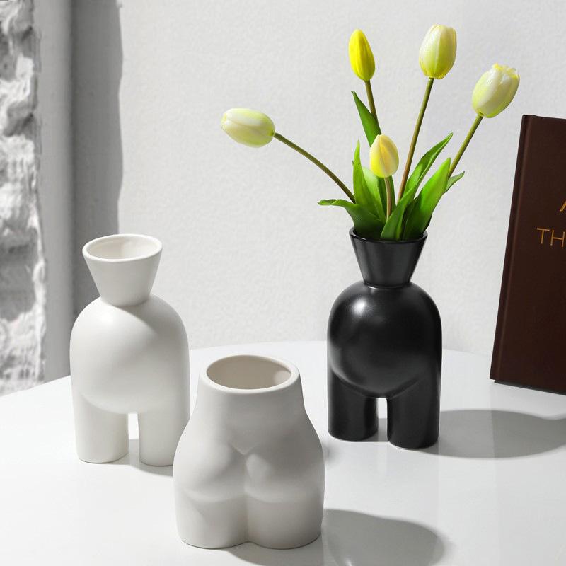 Ins Abstrakte Kunst Nachbildung Menschlicher Körper Keramik Platzsparende Vase Ornament Blumenoberteil Arrangement Trockenblumen Wohnzimmer Esstisch Arbeitsplatte Heimgebrauch