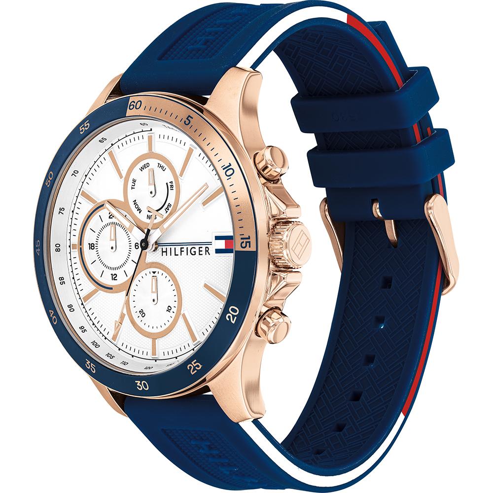 Tommy Hilfiger Historische Kollektion Weißes Zifferblatt Blaues Silikonarmband Herren-Quarzuhr 1791778