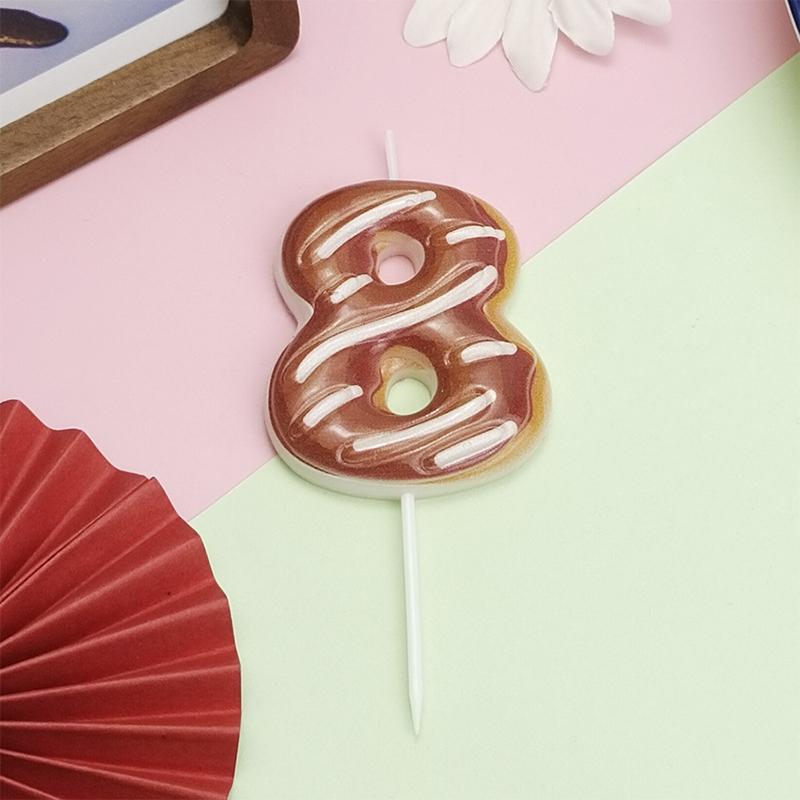 Cute 0-9 Number Candles for Kids Girl Birthday Cake Donut Decor Digital Candle  Cake Topper Wedding Anniversary Party Decor