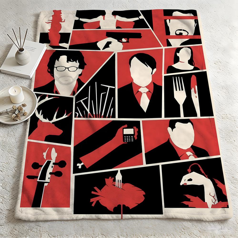 drama H-Hannibal-l Throw Warm Soft Flannel Blanket, Multi-use for Sofa Bed Camping Travel Nap