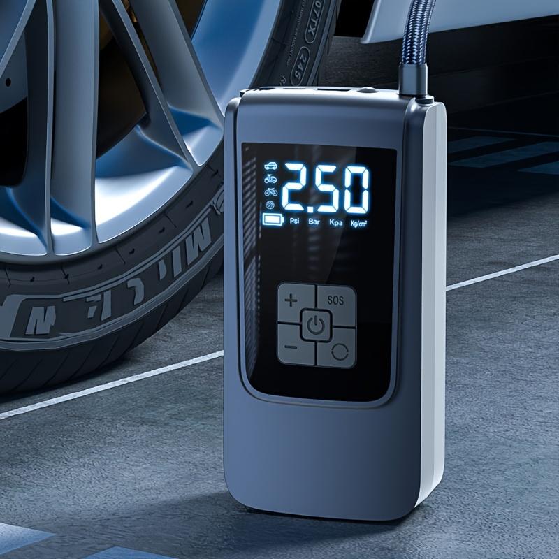 Wireless tire inflators, air compressor pumps and inflators, portable tire inflators digital air compressors with LED lights and digital display