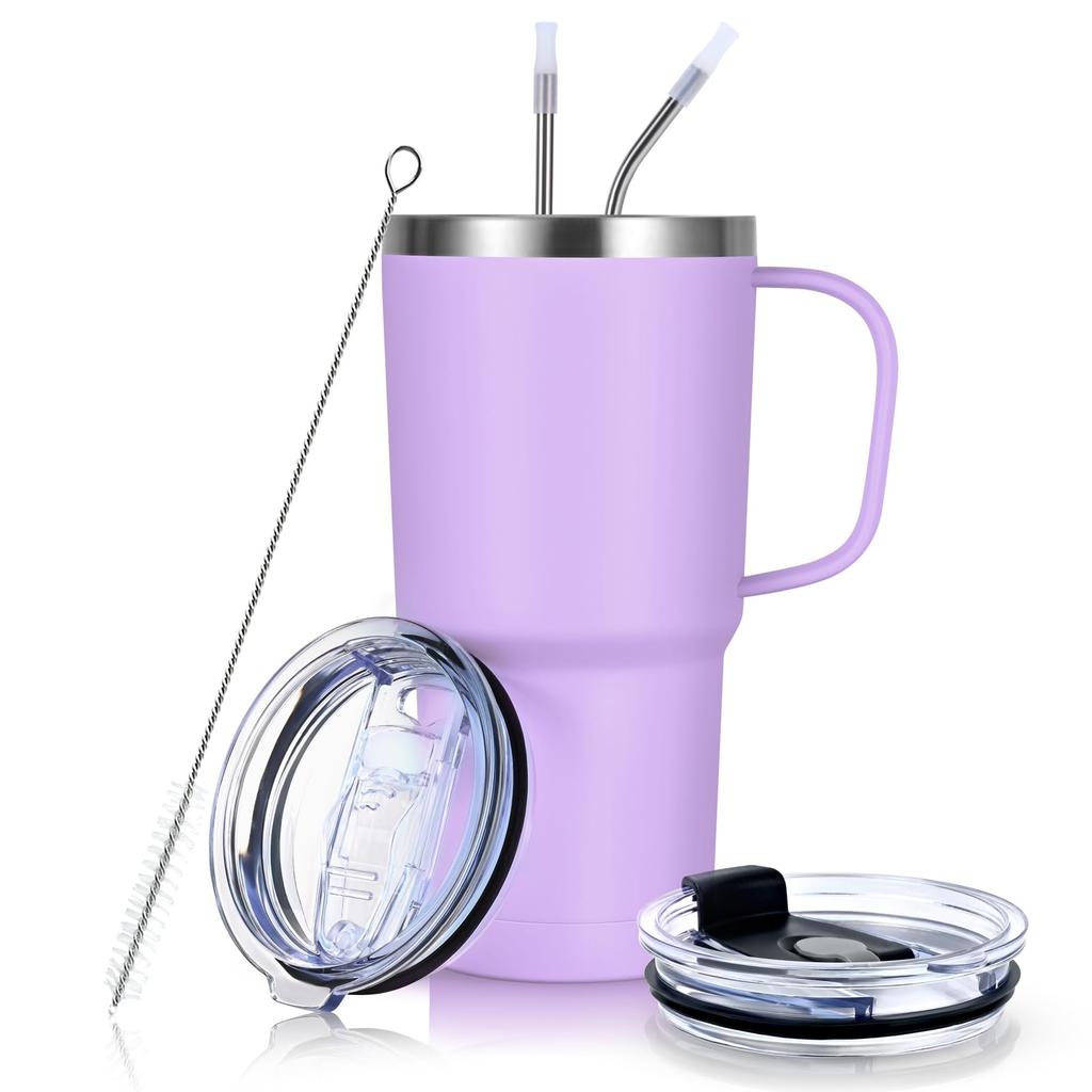 Livole Tumbler with Vacuum with Large Stainless Coffee Travel Large Capacity with Perfect for and Carbonated Perfect for Outdoor and Light Purple