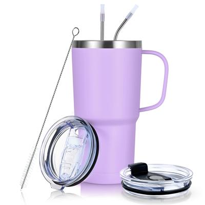 Livole Becher mit Vakuum mit großem Edelstahl Kaffee Reise Große Kapazität mit Perfekt für und Kohlensäurehaltig Perfekt für Outdoor und Hellviolett