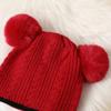 Children's Knitted Woolen Beanie Hat with Scarf Cover and Pom-Poms for Ages 1-6
