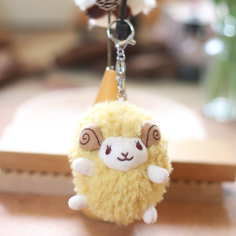 Cute Charming Plush Sheep Keychain Soft Fuzzy Bag Charm Stuffed Toy Animal