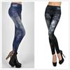 Imitation-Denim-Leggings mit Schmetterlingsdruck und Po-Lifting für Damen - Super elastisch, Neun-Punkt-Länge