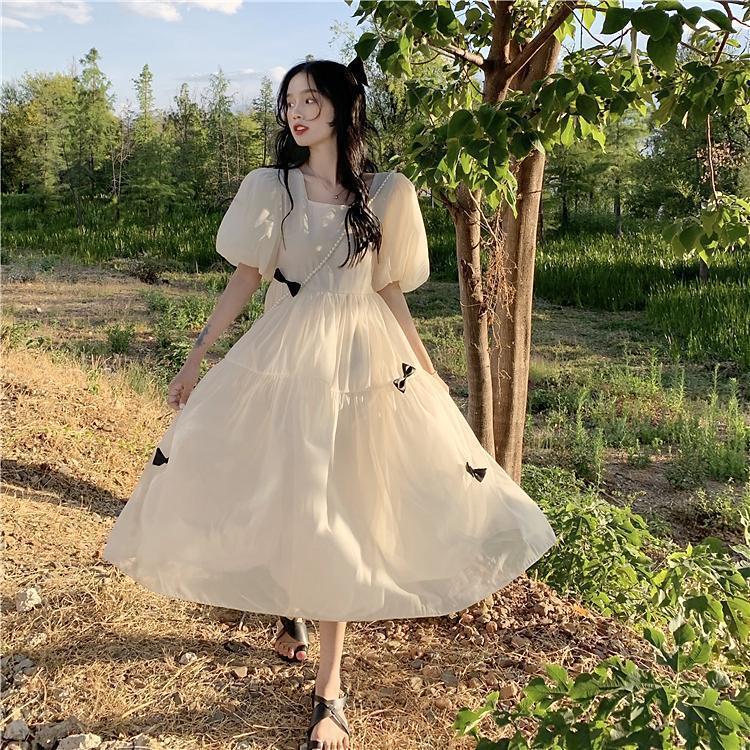

2026 Summer Forest Style Chiffon Dress for Junior and High School Girls - Sweet Princess Look S (60-80 kg) абрикосовый