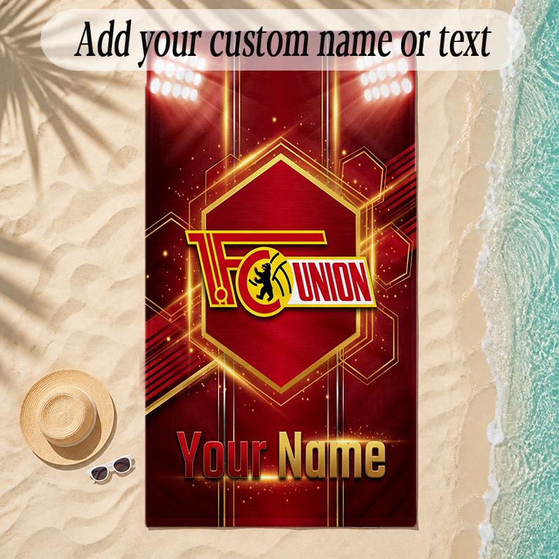 Strandtuch Union Berlin FC Benutzerdefinierter Name Text Personalisierbares Weiches Handtuch für Strand Pool Innenbereich Heimdekoration Geschenk